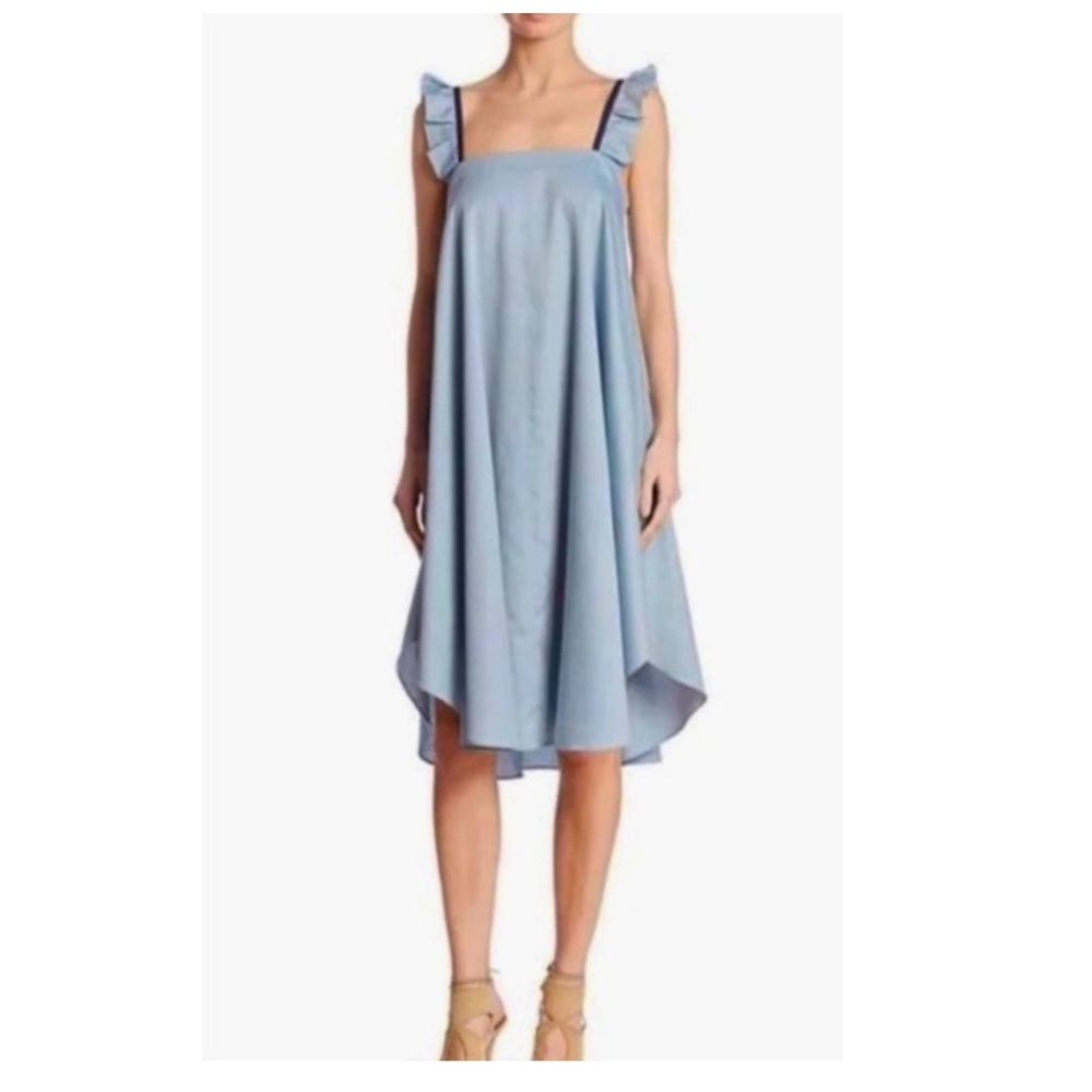 Hatch Ruffle Straps Maternity Dress Size 3 (Large) Light Blue
